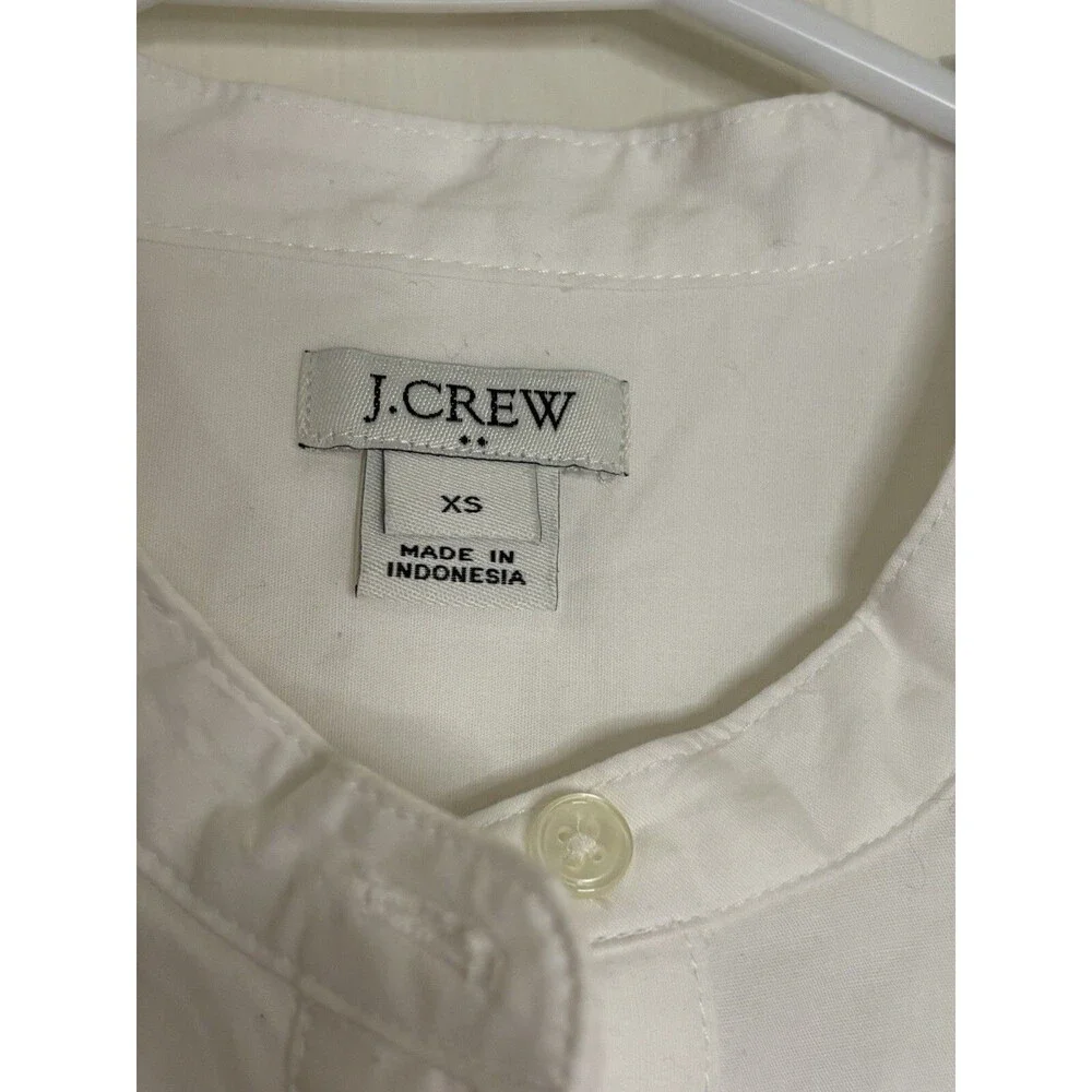 J.Crew Flutter Sleeve Top White Cotton Size XS Button Pocket